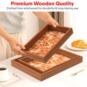 Rioware Wooden Trays Enamel Coated Set of 3